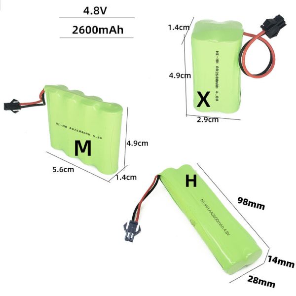 Custom Ni-MH Ni-CD Rechargeable Battery Pack 2.4v-24v Sizes for Home Appliance Applications Sub C AA AAA