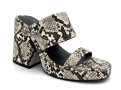 Custom Womens Mule Heels , block Heel Mules With Rubber Sole Leather Upper