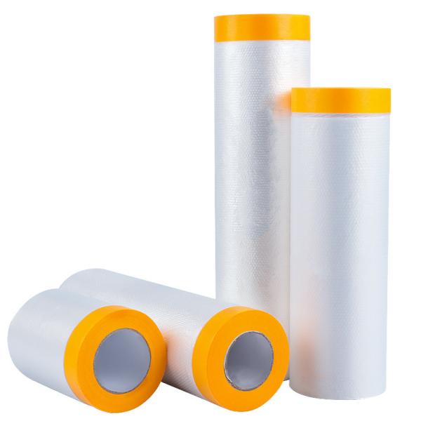 Proteção contra umidade 4-64 dobras de fita de mascaramento de filme PE Pre-tapeado com fita acrílica de 2 polegadas