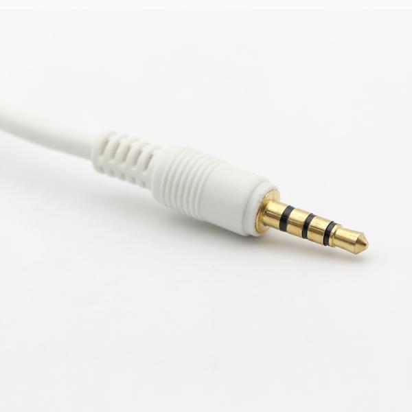 Conector de oro blanco personalizado de ángulo derecho masculino a masculino 3.5mm Jack TRRS Plug Stereo Audio Cable