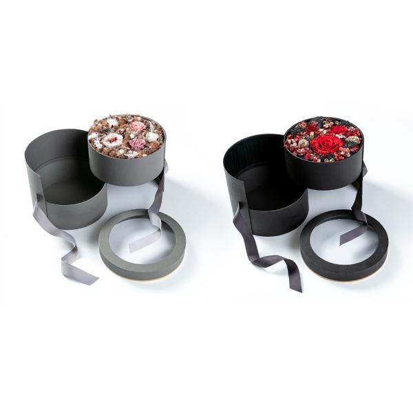 Настраиваемый логотип Розовый цветок упаковка 2 слоя круглый цветочный ящик Картонный бумажный ящик