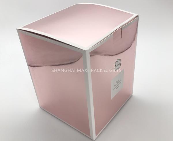 Pink  Folding Cardboard Gift Boxes , Gold Foil Gift Boxes Holographic Advertising Display