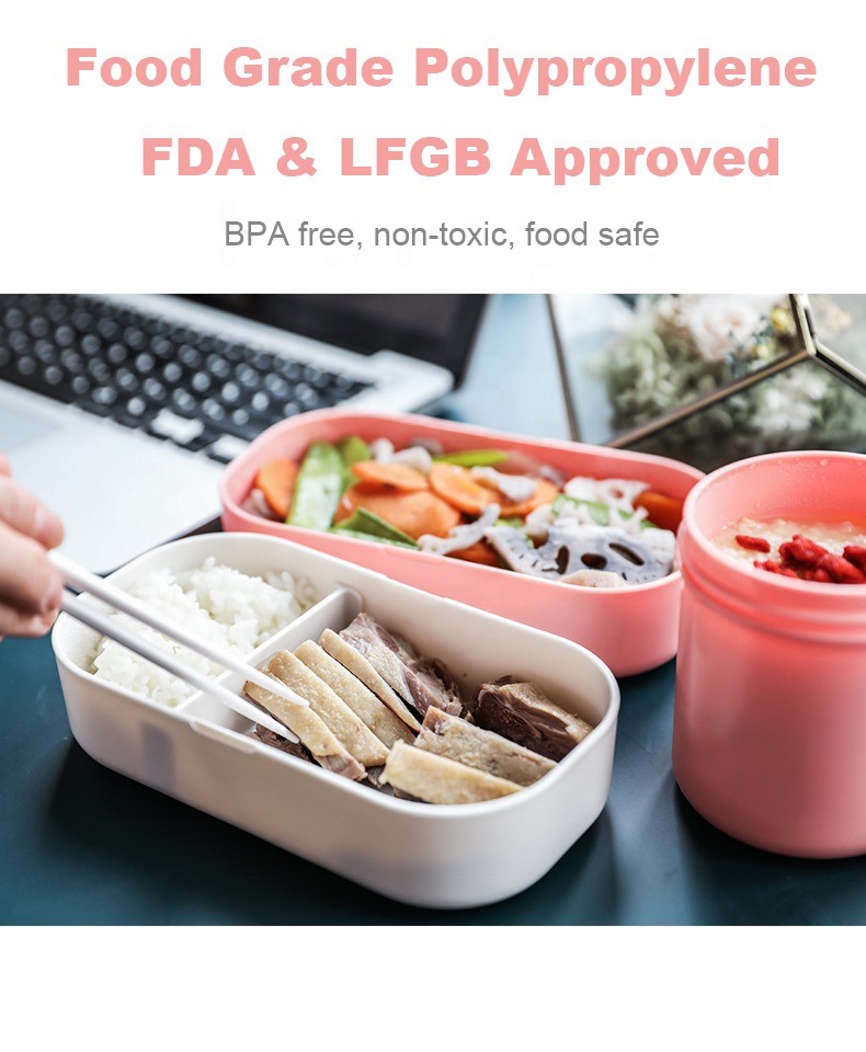 Convenient Microwavable Bamboo Fiber 2-Layer Lunch Bento Box for Office and Outdoor