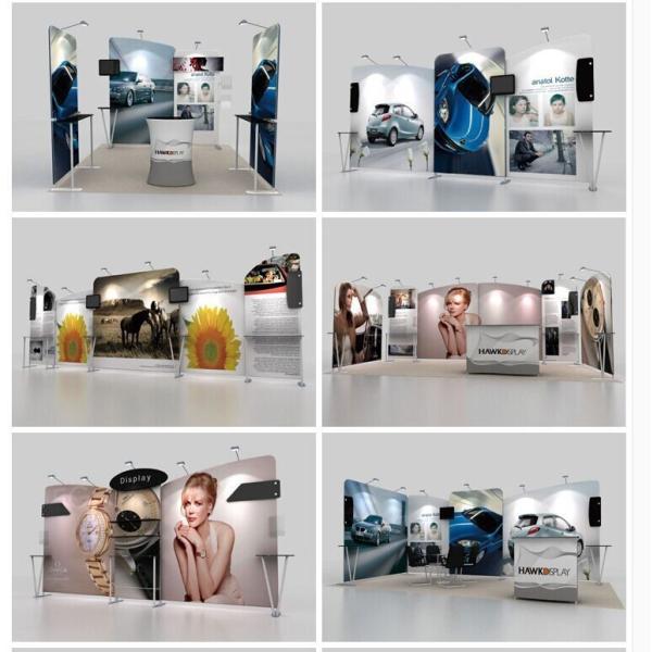 El poliéster magnético de la pared de la exhibición de la feria profesional surge el soporte de aluminio de la bandera