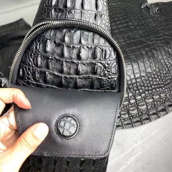 Authentic Crocodile Skin Men's Small Chest Bag Cross Shoulder Bag Genuine Exotic Alligator Leather Male Messenger Bag