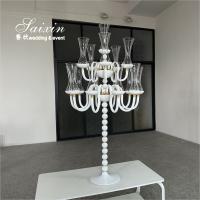 Saixin Design haut centre de mariage chandelier cristal blanc 16 bras porte-bougies