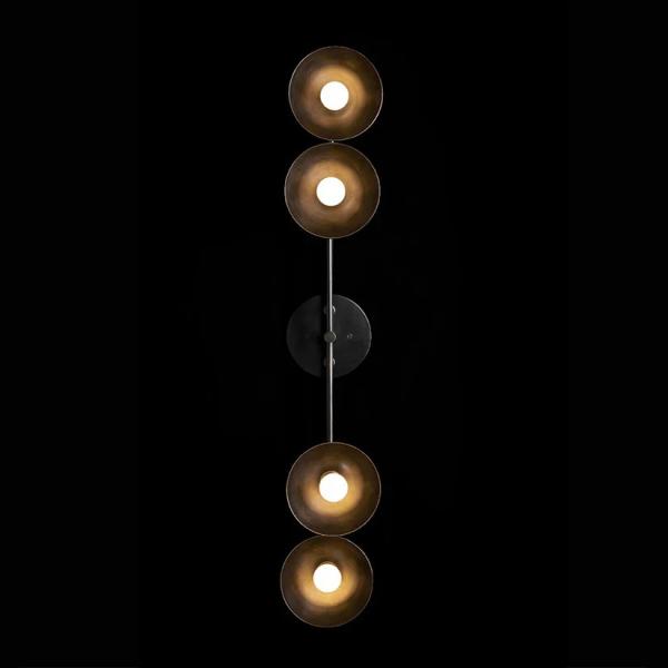 Modern Luxury Round Wall Lamp Artificial Cast Ceramic Brass Trapeze Surface Wall Scone for Hotel Showroom Interior LED Light Source E26 Base