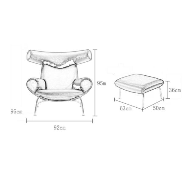 Nordic design Modern Hotel Lobby Lounge Ox Chair Designer Office Sofa Armchair by fiberglass leather