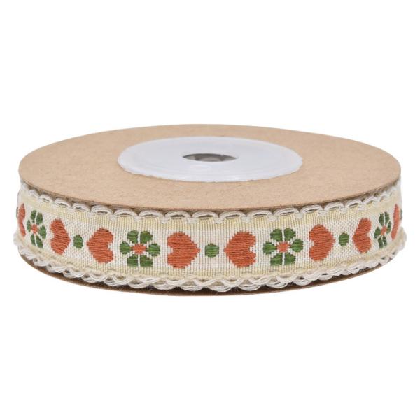 Jacquard 12mm Floral Wired Ribbon ISO14001 Vintage Floral Ribbon