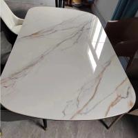 Table de salle à manger rectangulaire en verre de SAI Marble Printing Tempered Art