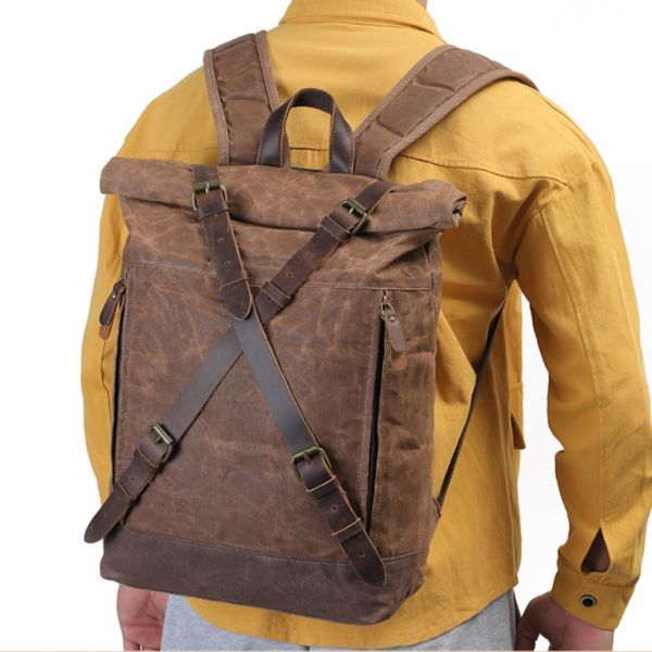 Colefa Foldable Hiking Daypack Anti-theft Travel Casual Urban Exploration Rucksack Unisex Trail Camping Rolling Canvas Backpack