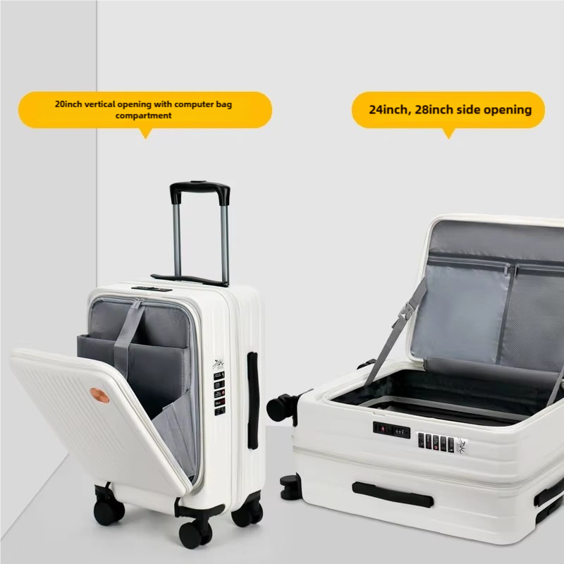 2025 Hot Sale PC Material Luggage with Spinner Wheels and TSA Lock, Front-Opening Business Carry-On Suitcase