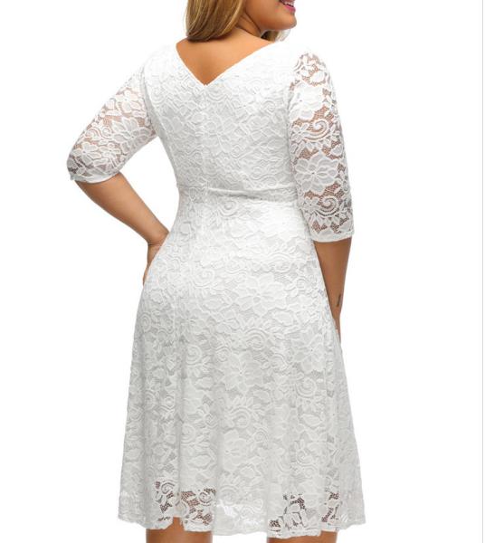 Fashion empire waist sexy women lace overlay plus size midi dress
