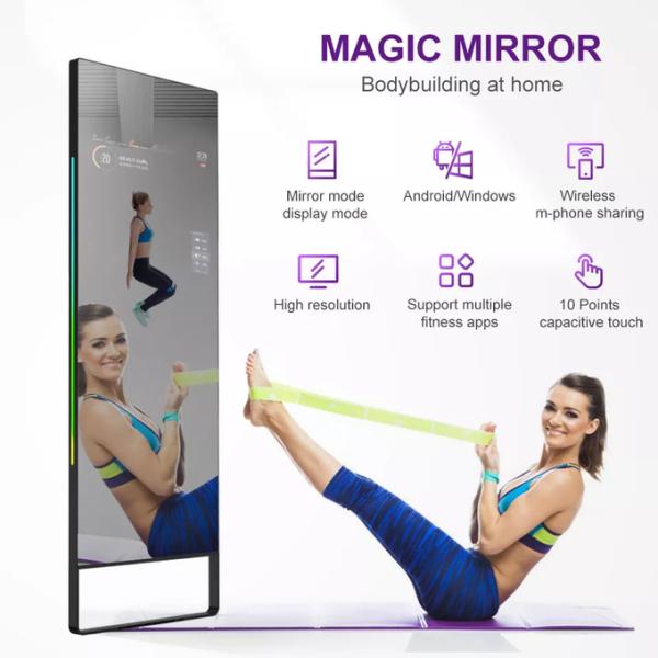 Original Full HD 75 Inch Magic Mirror Lcd Display Kiosk Interactive With Virtual Trainer