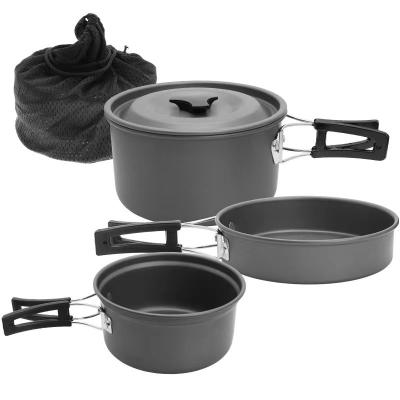 Black Aluminium Alloy Camping Pot Set 0.8mm Thickness THNH-03