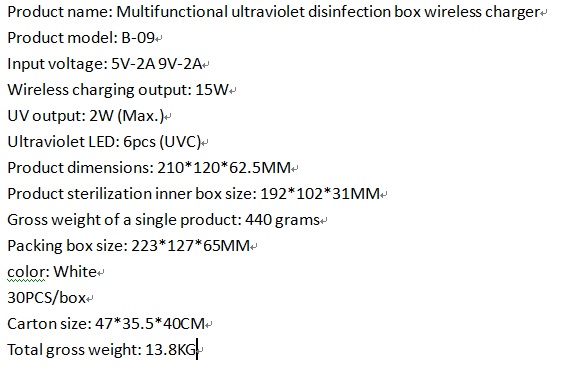 Multifunctional ultraviolet disinfection box wireless charger