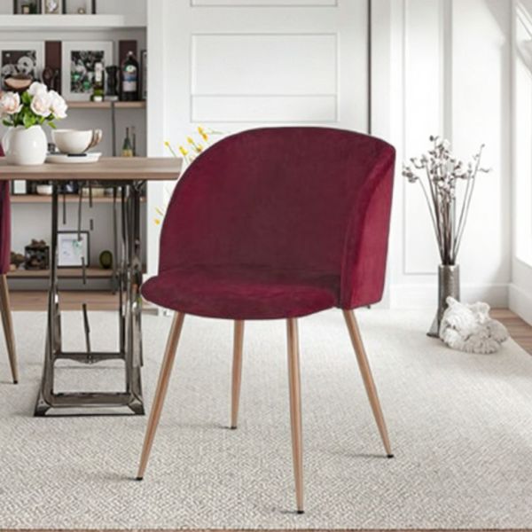 Simple Velvet European Modern Eco-Friendly Dining Chair Metal Legs for Home Bar Office Restaurant Dining Room Furniture