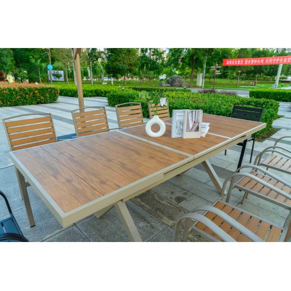 11 Pieces Outdoor Patio Furniture Plastic Wood Expandable Aluminum Garden Table And 8 Chairs