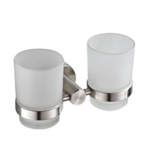 Double tumbler holder83304(7058)-Brush&polish&Round & Stainless steel 304&&,glass for bathroom&kitchen,sanitary