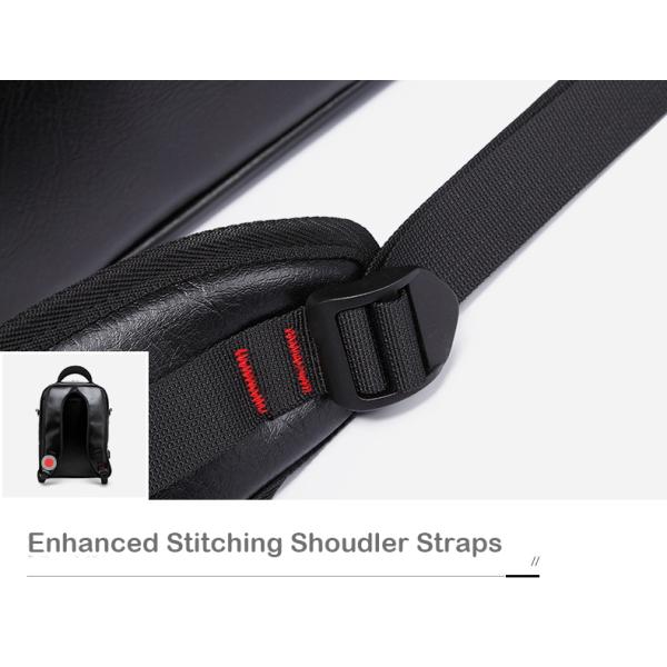 Mochila de viaje de cuero sólido bolso portátil impermeable PU masculino 11.4x6.7x19.3