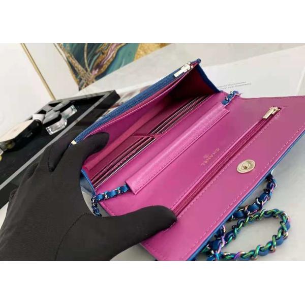 Inclined Shoulder Cowhide 19cm Luxury Brand Wallet With Chain