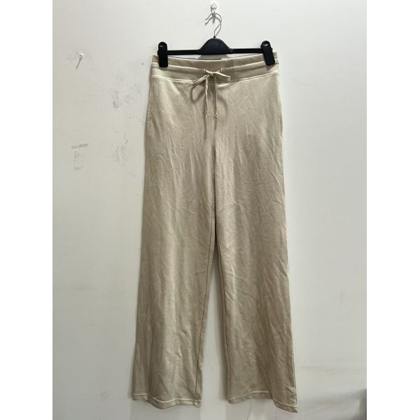 Soft Knit Wide Leg Drawstring Pants - Dark Green / Cream / Light Green