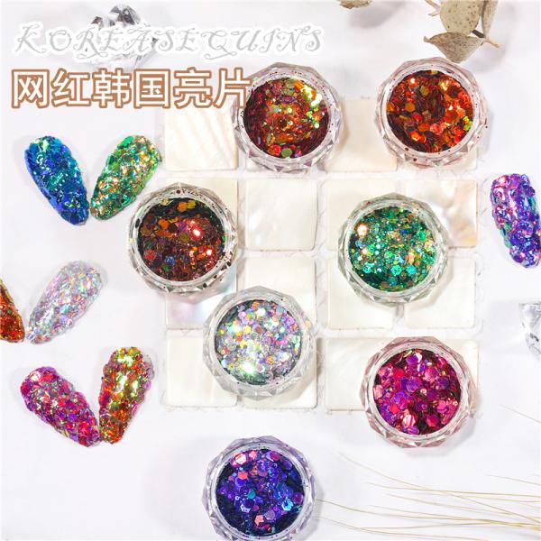 MSDS Certified Chunky Glitter Sequins for Nail Art Decoration in Pink Color Bulk