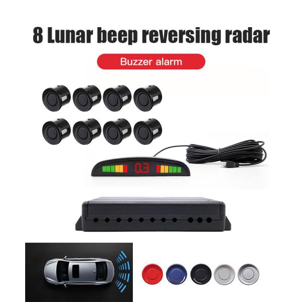 8-Point Car Reverse Sensor Kit LED Display Parking Assistance System Lunar Beep Alert Reversing Sensor for Safe Driving