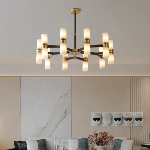 Nordic Alabaster Chandelier Decoration Ceiling Hanging Light Elegant LED Pendant Lamp for Home Hotel Villa Room