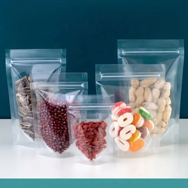 Premium Quality Zip Lock Resealable Stand up Pouch Full Clear Plastic Packaging Bag for Food Storage
