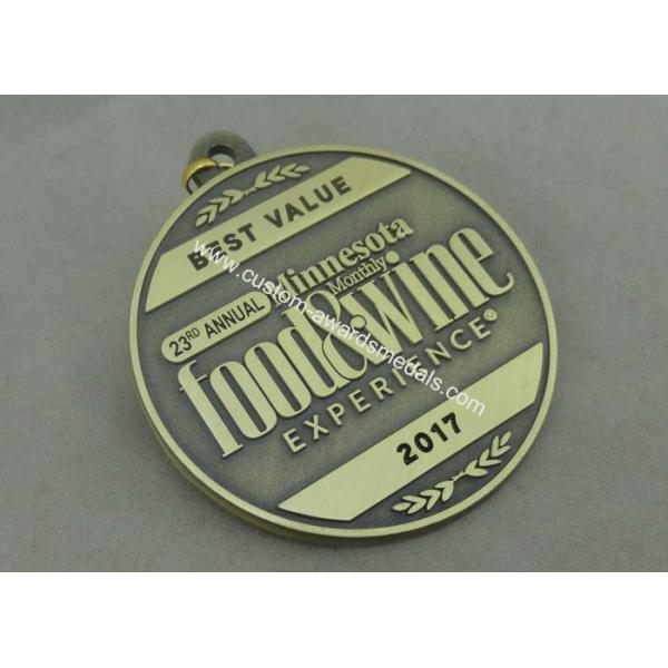 Wine Die Cast Medals , 3D Zinc Alloy Awards Medals Antique Bronze Color
