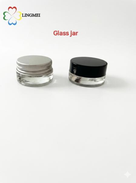 Multi-Material Jar Series: 5g Premium Concentrate Glass jar  with plastic Caps or aluminum cap&Pressure-Sensitive Liner,  Bamboo jar,  Aluminum jar