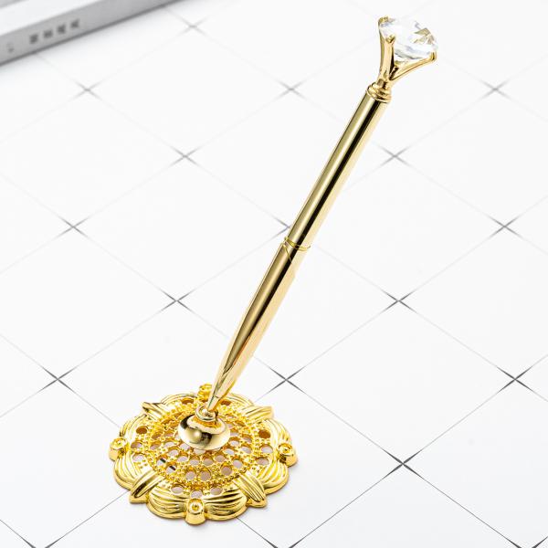 Diamond Table Stand Swivel Ball Pen Hotel Reception Rose Gold Silver Table Ball Pen