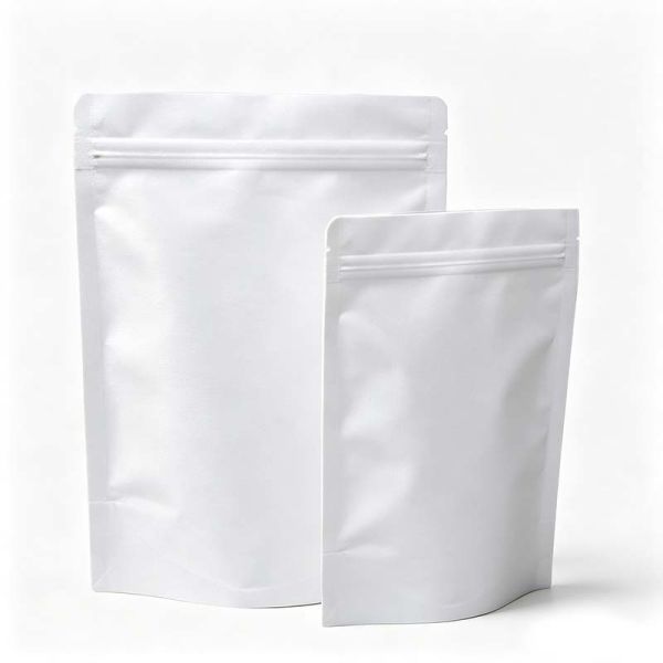 Lightproof Stand UP Pouch Food Grade Resealable Zipper Pouches White