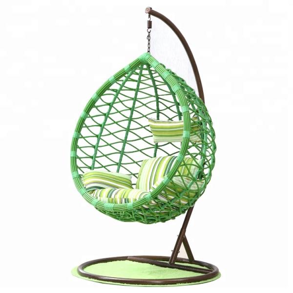Waterproof Outdoor Wicker Furniture Swing Chair in Water Drop Shape with Metal Frame