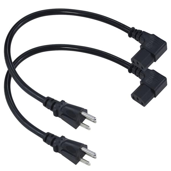 16AWG SJT Black NEMA 5-15P to Right Angle C13 Power Cord