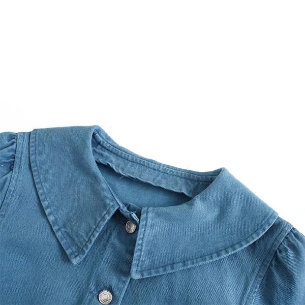 Фабрика подгоняла одиночную куртку джинсовой ткани урожая Breasted сладкую темно-синую