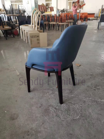 Micro Fiber Leather Wood Restaurant Chair Upholstered No Folded With Armrests