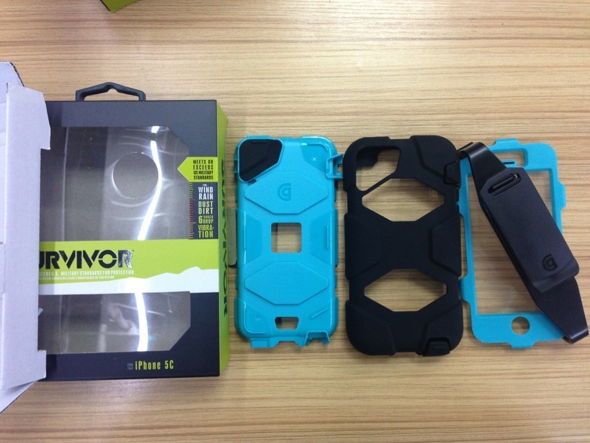 Silicone Blue Survivor Cell Phone Cases , Iphone 5C Protective Covers With Belt Clip