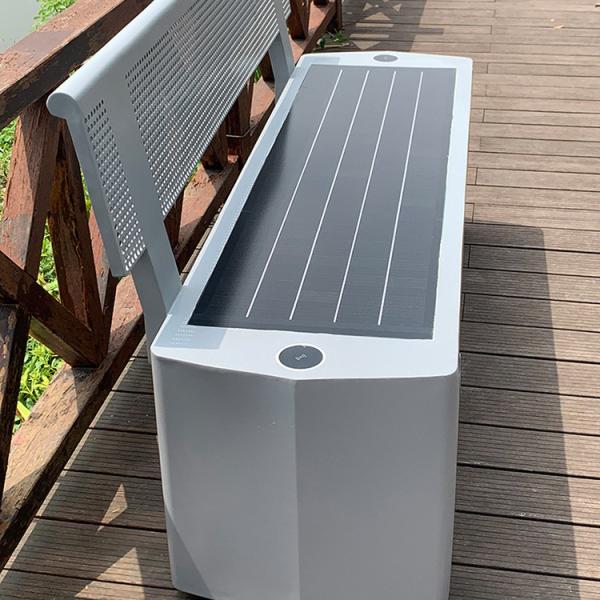 Gray Outdoor Smart Solar Bench Park Use Metal Frame Bench Eletroplating