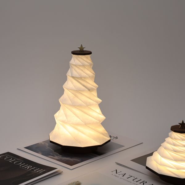 Cordless Bedroom Tree Shaped Lamp Wood Paper Lights Home Decor
