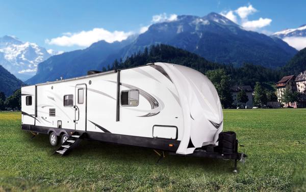 Adultos grandes do reboque 5 do curso da fibra de vidro do espaço 2 crianças Axle Camping Trailer gêmeo