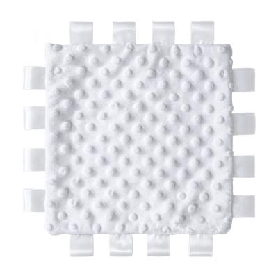 Baby Gift Ideas Personalized 3D Dot Minky Taggy Blanket Knitted Animal Pattern Sublimation Plush Blanket With Ribbon Tags