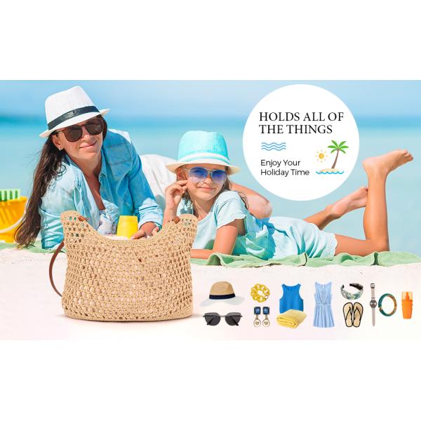 Women Small Straw Bags Summer Beach Tote Bag Handmade Woven Hobo Purse Handbag Customized New Arrival Hand Made Natural Straw Raffia Blue Striped Crochet Beach Bag Crochet Bags Custom Order