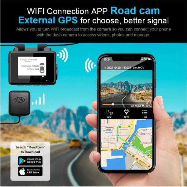 2-дюймовый скрытый HD 4K GPS Dash Cam спереди и сзади Blackbox автомобиля