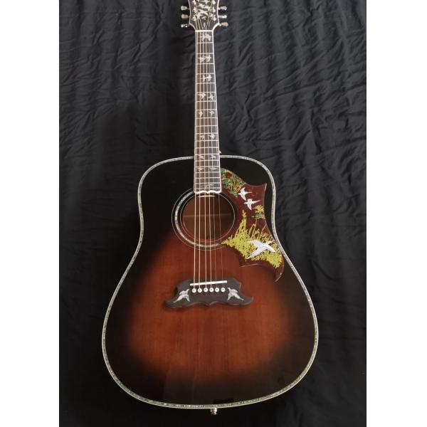 Custom Grand 41 inch Dreadnought Acoustic Guitar in Dark Brown Finish Flamed Maple Back & Sides