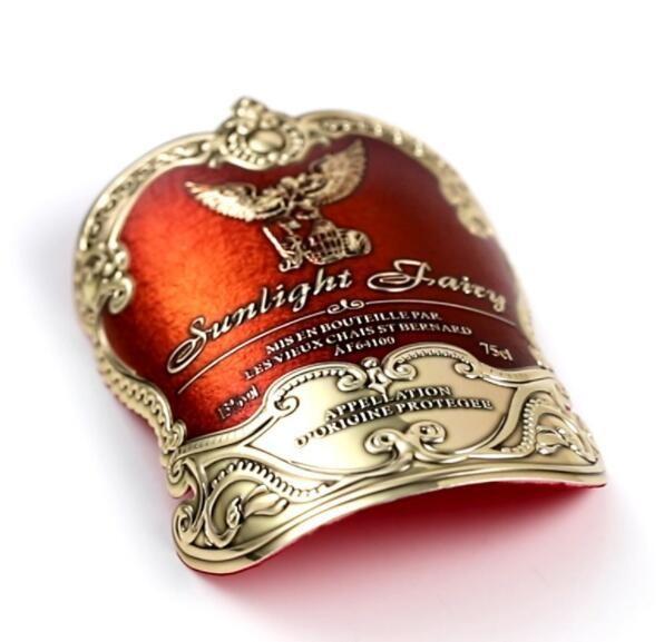 Wine Bottle Gold Red Wine Label Perfume Bottles Metal Sticker With Your ODM Design Printed Color Pantone color Waterproof