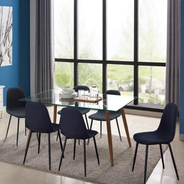 Upholstered Cover Contracted Kitchen Dining Chair Modern Black Metal Dining Chairs