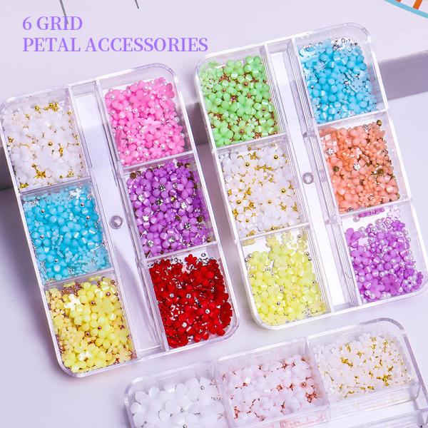 3D Resin Candy Color Nail Decoration Flower With Rhinestone for Nail Salon and