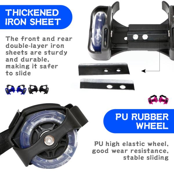 YOBANG black Jet Wheelies for Shoes with Adjustable Roller Heel Skates flashing wheels